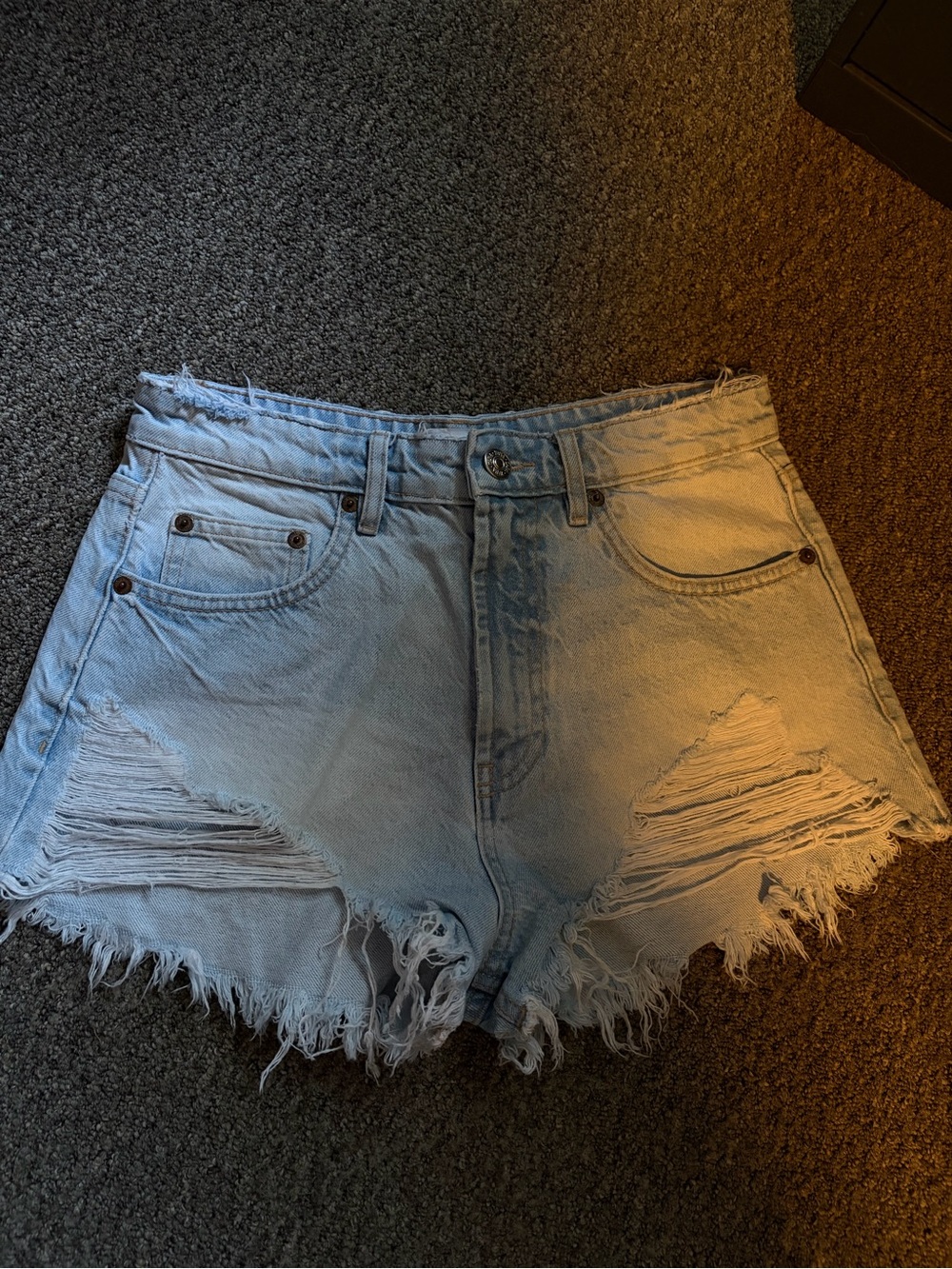 Light Wash Zara Distressed Denim Shorts — Women